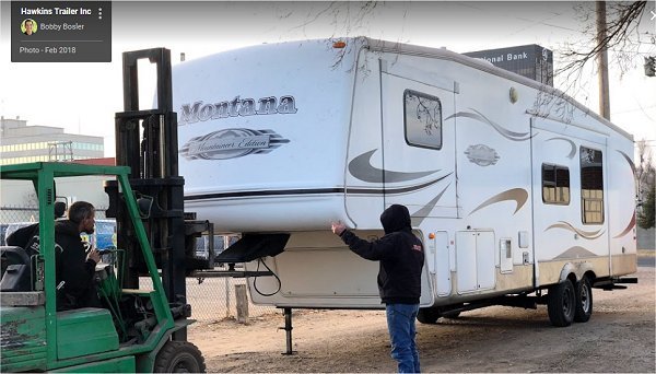 5th wheel trailer fixed by Hawkins Trailer